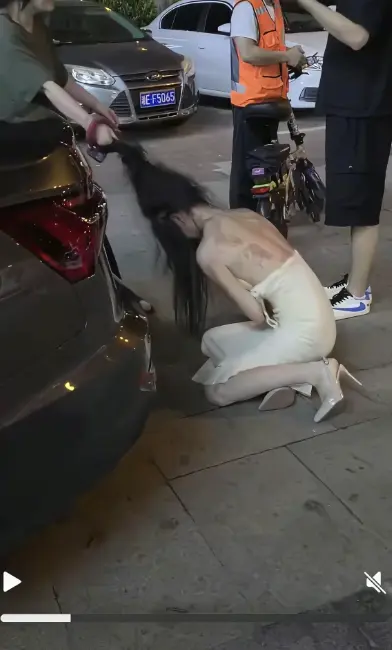 《白裙女子被抓头发跳河》小三疑云事件始末-湘E车牌白裙女子被揪头发跳河后续-白裙女子坠河全记录高清视频在线观看